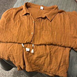 Old Navy Rust Orange Button-Up Shirt & short set